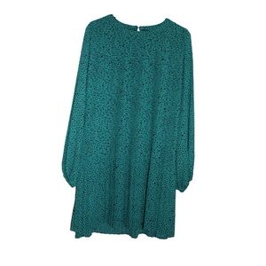 Ophelia Roe - Women’s Large - Pleated Teal Polka Dot Dress